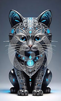 Fantasy vector image of a cat in ethnic patterns, backgrounds for smartphones, basis for printing and design