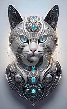 Fantasy vector image of a cat in ethnic patterns, backgrounds for smartphones, basis for printing and design