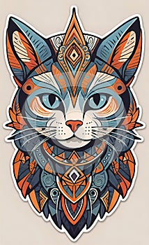 Fantasy vector image of a cat in ethnic patterns, backgrounds for smartphones, basis for printing and design