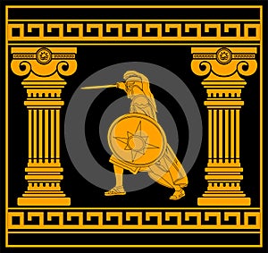 Fantasy warrior with columns