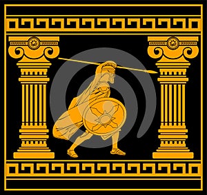 Fantasy warrior with columns