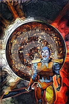 Fantasy warrior orc painted