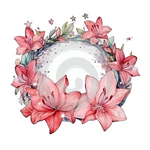 Fantasy watercolor floral wreath illustration
