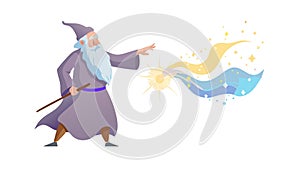 Fantasy Wizard Casting Magic Spell Illustration, vector design Generative AI