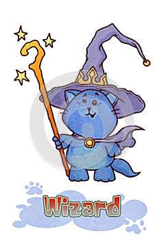 Fantasy Wizard Kitten - digital illustration