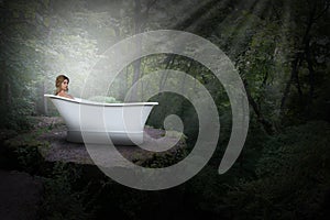 Fantasy Woman, Bathtub, Bath, Nature