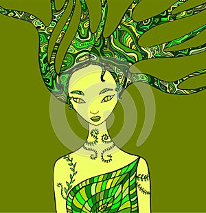 Fantasy woman forest shaman.