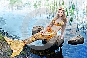 Fantasy woman real mermaid myth goddess of sea