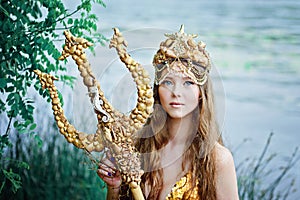 Fantasy woman real mermaid myth goddess of sea
