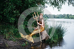 Fantasy woman real mermaid myth goddess of sea