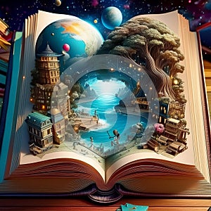 Fantasy world inside of the book ai genarate