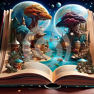 Fantasy world inside of the book ai genarate