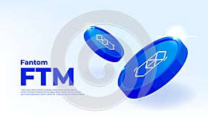 Fantom FTM coin banner. FTM coin cryptocurrency concept banner background photo