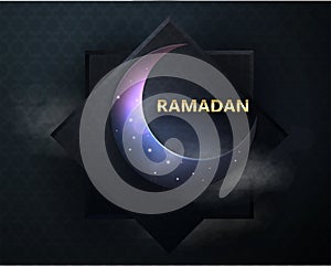 Fanus Muslim feast of the holy month . Full moon night background. Space illustration. Ramadan kareem background