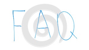 FAQ abbreviation written on glass, frequently asked questions or answer on topic