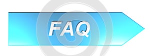 FAQ on blue arrow - 3D rendering
