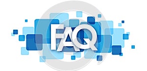 FAQ blue overlapping squares banner photo