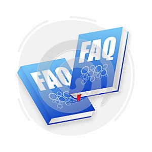 Faq book download, support, help concept. Support, customer service, help, communication.