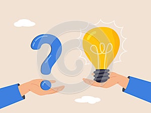 FAQ concept. Question and answer, solving problem or business solution, ask for reply or idea to solve difficulty and