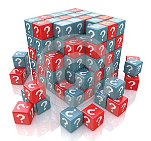 FAQ cube with a question marks