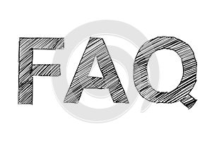 FAQ (Frequently Asked Questions) abbreviation word text in handwritten sketch