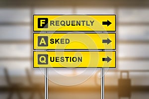 FAQ or Frequently asked questions on airport sign board