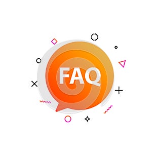 Faq help flat design icon. Query frequently question speech vector information symbol