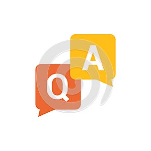 Faq help flat design icon. Query frequently question speech vector information symbol