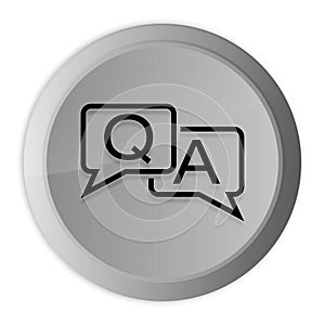 Faq icon metal silver round button metallic design circle isolated on white background black and white concept illustration