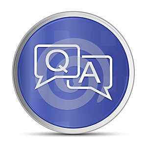 Faq icon prime blue round button vector illustration design silver frame push button