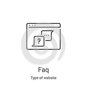 faq icon vector from type of website collection. Thin line faq outline icon vector illustration. Linear symbol for use on web and