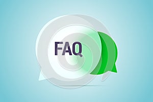 FAQ illustration with two speech bubbles with transparent effect