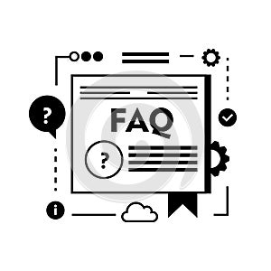 FAQ information - line design single isolated icon on white background. High quality black pictogram, emblem. Help speech bubble