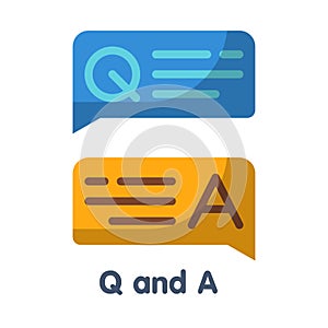 FAQ, Q and A flat style icon design  illustration on white background