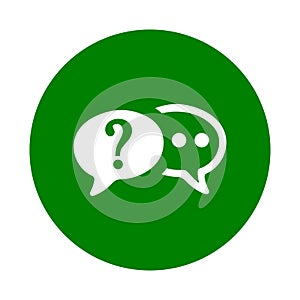 Faq, queries, question icon. Green vector graphics