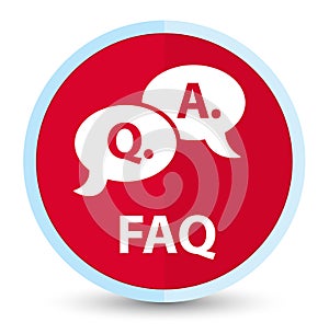 Faq (question answer bubble icon) flat prime red round button