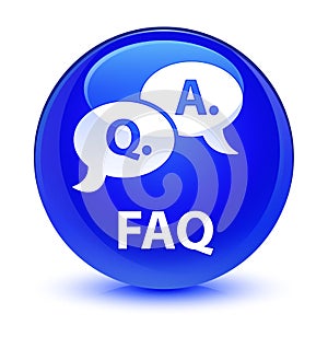 Faq (question answer bubble icon) glassy blue round button