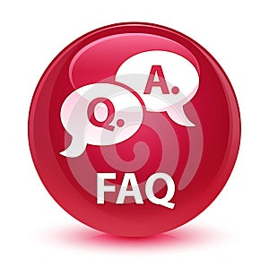 Faq (question answer bubble icon) glassy pink round button