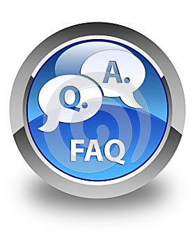 Faq (question answer bubble icon) glossy blue round button