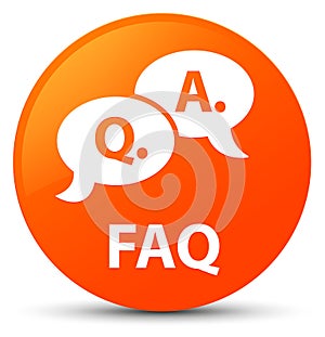 Faq (question answer bubble icon) orange round button