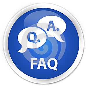 Faq (question answer bubble icon) premium blue round button