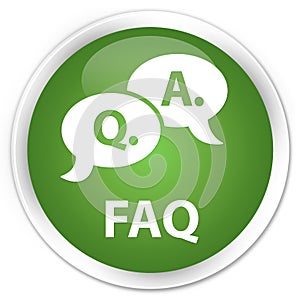 Faq (question answer bubble icon) premium soft green round button