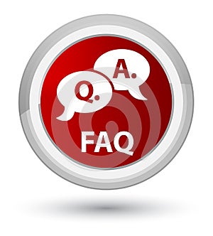 Faq (question answer bubble icon) prime red round button