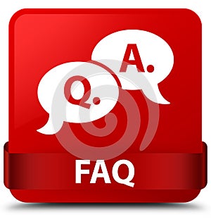 Faq (question answer bubble icon) red square button red ribbon i