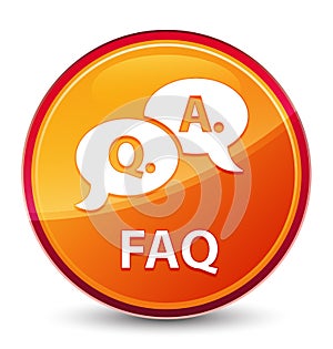 Faq (question answer bubble icon) special glassy orange round button