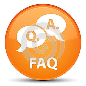 Faq (question answer bubble icon) special orange round button