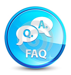 Faq (question answer bubble icon) splash natural blue round button