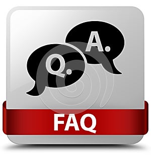 Faq (question answer bubble icon) white square button red ribbon