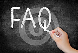 FAQ, question concept on blackboard or chalkboard