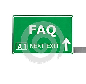 FAQ road sign isolated on white